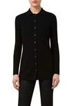 AKRIS RIB COLLAR LONG WOOL CARDIGAN,2101534600134400