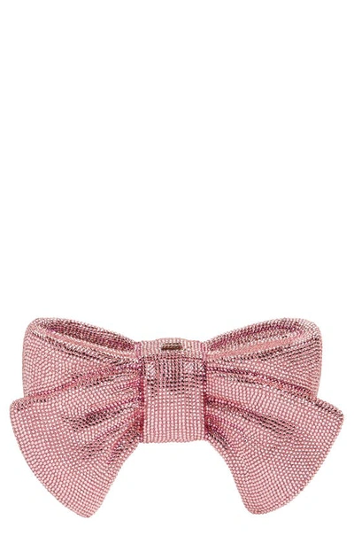Judith Leiber Couture Bow Clutch In Silver Light Rose Multi