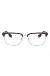 Burberry 55mm Rectangular Optical Glasses In Silver