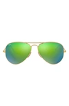 Ray Ban Large Icons 62mm Aviator Sunglasses In Green Mirror/ Gold