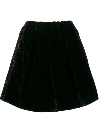 Fendi Perforated Quilted Velvet Mini Skirt In Black