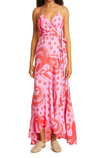 Farm Rio Octocool Abstract Print Wrap Front Maxi Dress | ModeSens