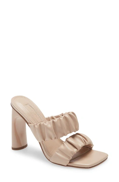 Topshop Rumi High Ruched Mule In Natural-neutral In White