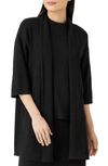 EILEEN FISHER RIBBED ELBOW SLEEVE LONG JACKET,F1JQM-J5525M