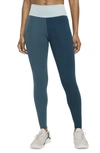 Nike One Luxe Women's Mid-rise Ribbed Leggings In Dark Teal Green/ Clear