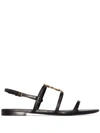 Saint Laurent Black Patent Cassandra Open Sandals