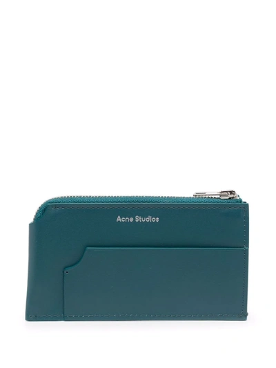Acne Studios Acne Leather Zip Wallet In Blue