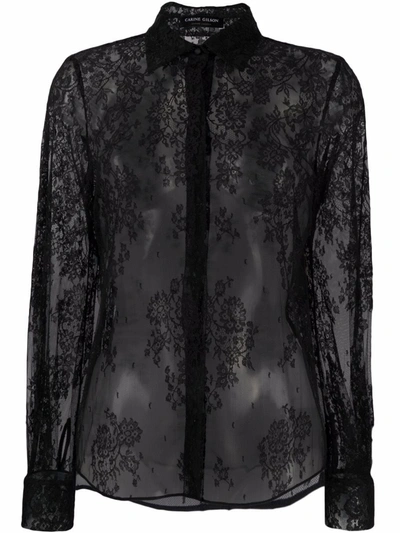 Carine Gilson Floral-lace Long-sleeve Blouse In Black