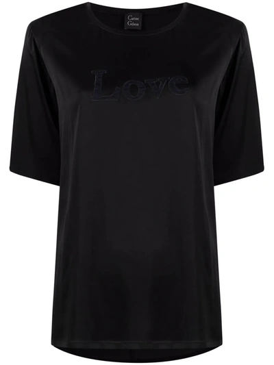 Carine Gilson Lace-appliqué Silk-jersey T-shirt In Black