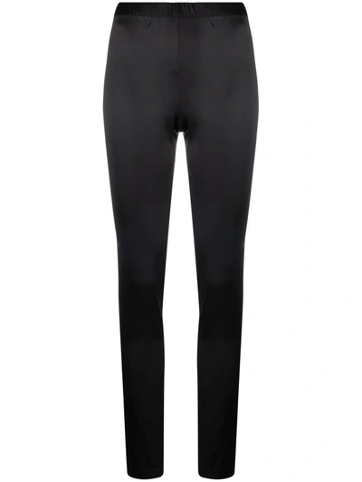 Carine Gilson High-waist Silk-jersey Leggings In Black