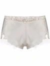 Carine Gilson Flottant Lace-trim Silk Satin Shorts In White