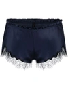 Carine Gilson Lace-trimmed Silk-satin Pyjama Shorts In Blue