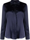 Carine Gilson Long-sleeve Silk-satin Shirt In Blue