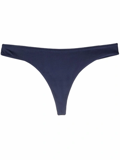 Carine Gilson Stretch-silk Low-rise Thongs In Blue