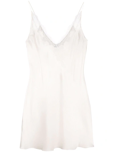 Carine Gilson V-neck Silk Babydoll Dress In White