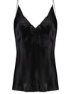 CARINE GILSON LACE-TRIMMED SILK CAMISOLE