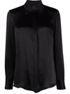 Carine Gilson Long-sleeve Silk-satin Shirt In Black