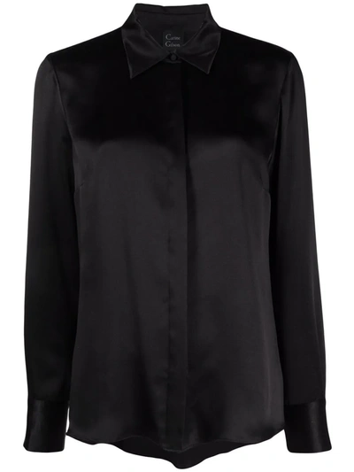 Carine Gilson Long-sleeve Silk-satin Shirt In Grey