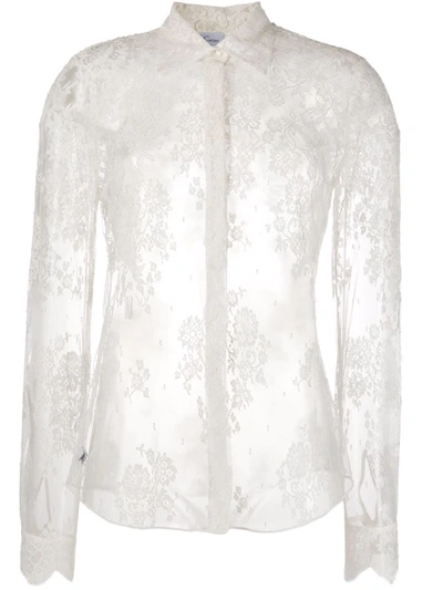 Carine Gilson Lace-appliqué Long-sleeve Shirt In White