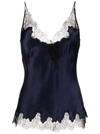 Carine Gilson Lace-trimmed Silk-satin Camisole In Blue