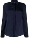 Carine Gilson Long-sleeve Silk-satin Shirt In Blue