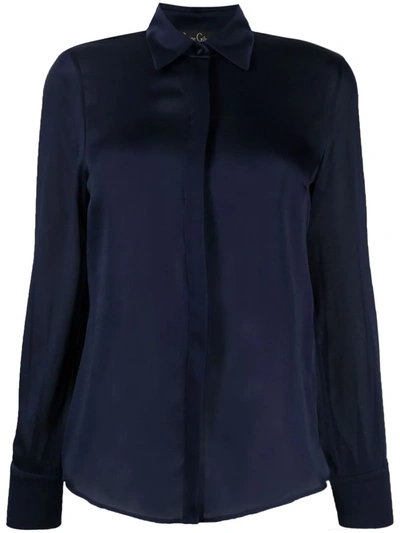 Carine Gilson Long-sleeve Silk-satin Shirt In Blue