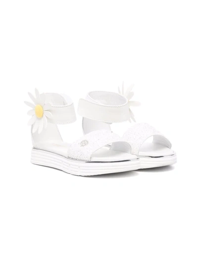 Florens Kids' 3d Floral-detail Sandals In White