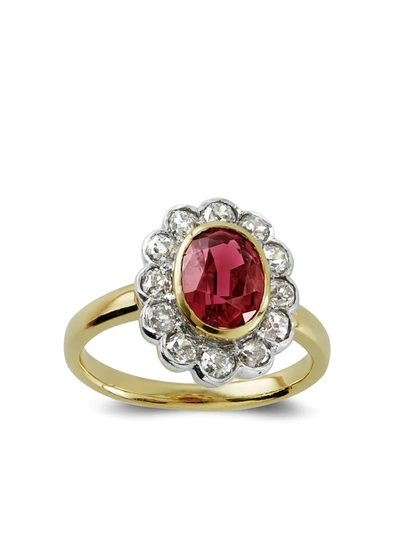 Pre-owned Pragnell Vintage 18kt Yellow And White Gold Spinel Ring