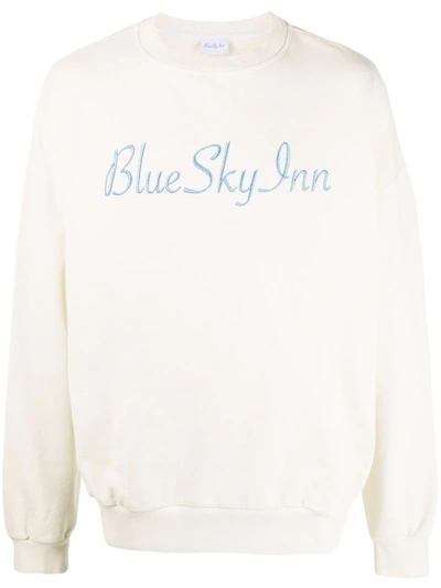 Blue Sky Inn Logo-embroidered Cotton Sweatshirt In Neutrals