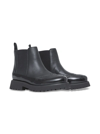 Burberry Kids Leather Brogue Chelsea Boots In Black