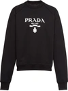 Prada Oversized Cotton Jersey Logo Sweatshirt In Black