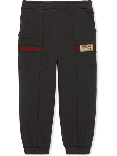 Gucci Kids' Logo-label Track Pants In Dusty Dark Grey