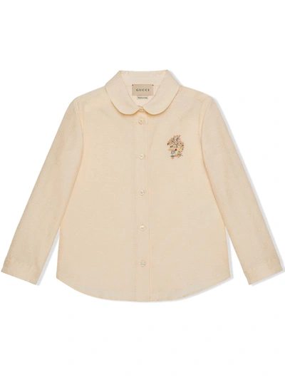 Gucci Kids' Freya Hartas-embroidered Shirt In Neutrals