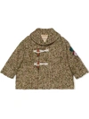 GUCCI LOGO-PATCH HERRINGBONE COAT