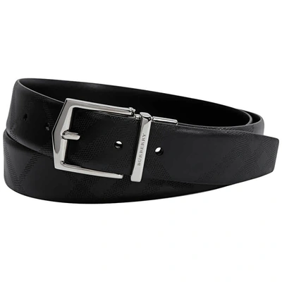 Burberry Mens Smooth Leather James 35mm Reversible Buckle Belt In Black