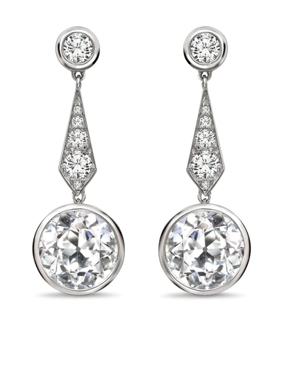 Pre-owned Pragnell Vintage 1911-1940 18kt White Gold Art Deco Diamond Drop Earrings In Silver