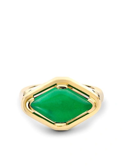 Pre-owned Pragnell Vintage 18kt Yellow Gold Contemporary Jadeite Ring
