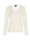 Theory V Neck Cashmere Sweater In White