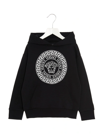 Young Versace Kids' Hoodie In Nero Bianco