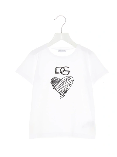 Dolce & Gabbana White T-shirt For Babykids With Logo