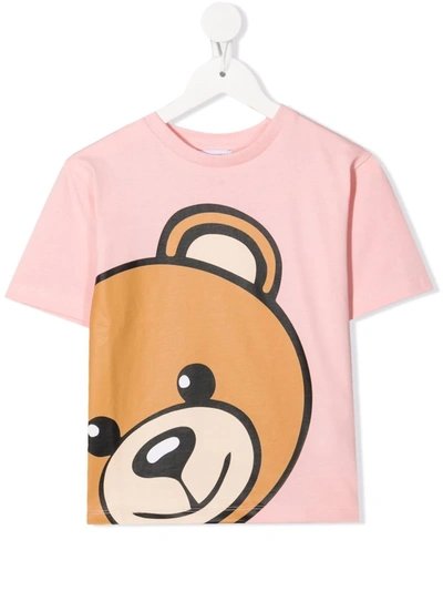 Moschino Kids' Toy Bear Print T-shirt In Pink