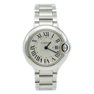 Pre-owned Cartier Ballon Bleu Silver Dial Stainless Steel Ladies Watch 28 Mm