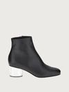 Ferragamo Florrie Calfskin Metallic-heel Ankle Booties In Black