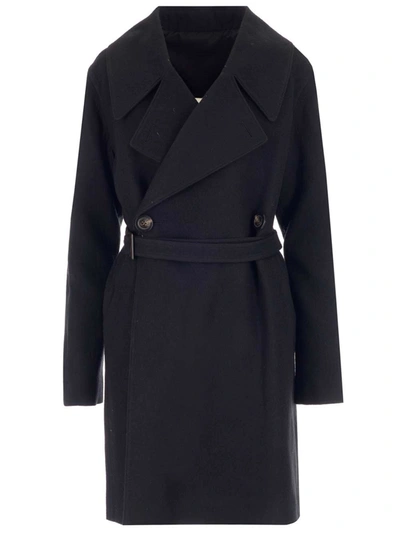 Rick Owens Drella Cotton And Wool Trench Coat In Black