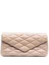 Saint Laurent Sade Puffy Leather Envelope Clutch Bag In Dark Beige