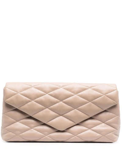 Saint Laurent Sade Puffer Envelope 手拿包 In Dark Beige