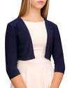 Un Deux Trois Kids' Girl's Cropped Bolero Jacket In Navy