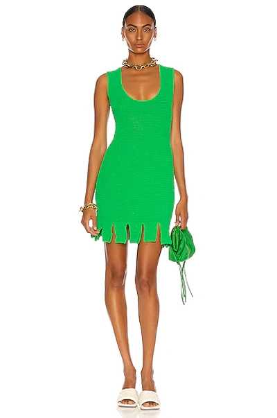 Bottega Veneta Women Grass Green Stretch Cotton Blend Mini Dress