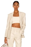 Nanushka Beige Hathi Vegan Leather Blazer In Creme