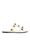 Valentino Garavani 10mm Roman Studs Leather Slides In Ivory